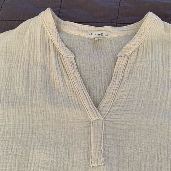 It Is Well Mandarin Gauze Dress in Natural size S - Picture 6 of 13